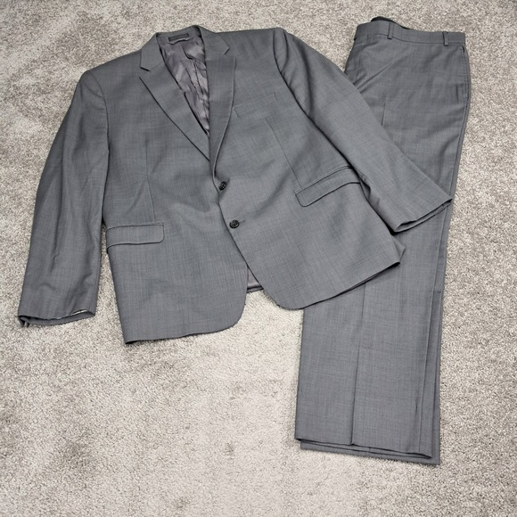 Lauren Ralph Lauren Mens Grey 100% Wool 2-Piece Suit Blazer Pants 48L 42x30